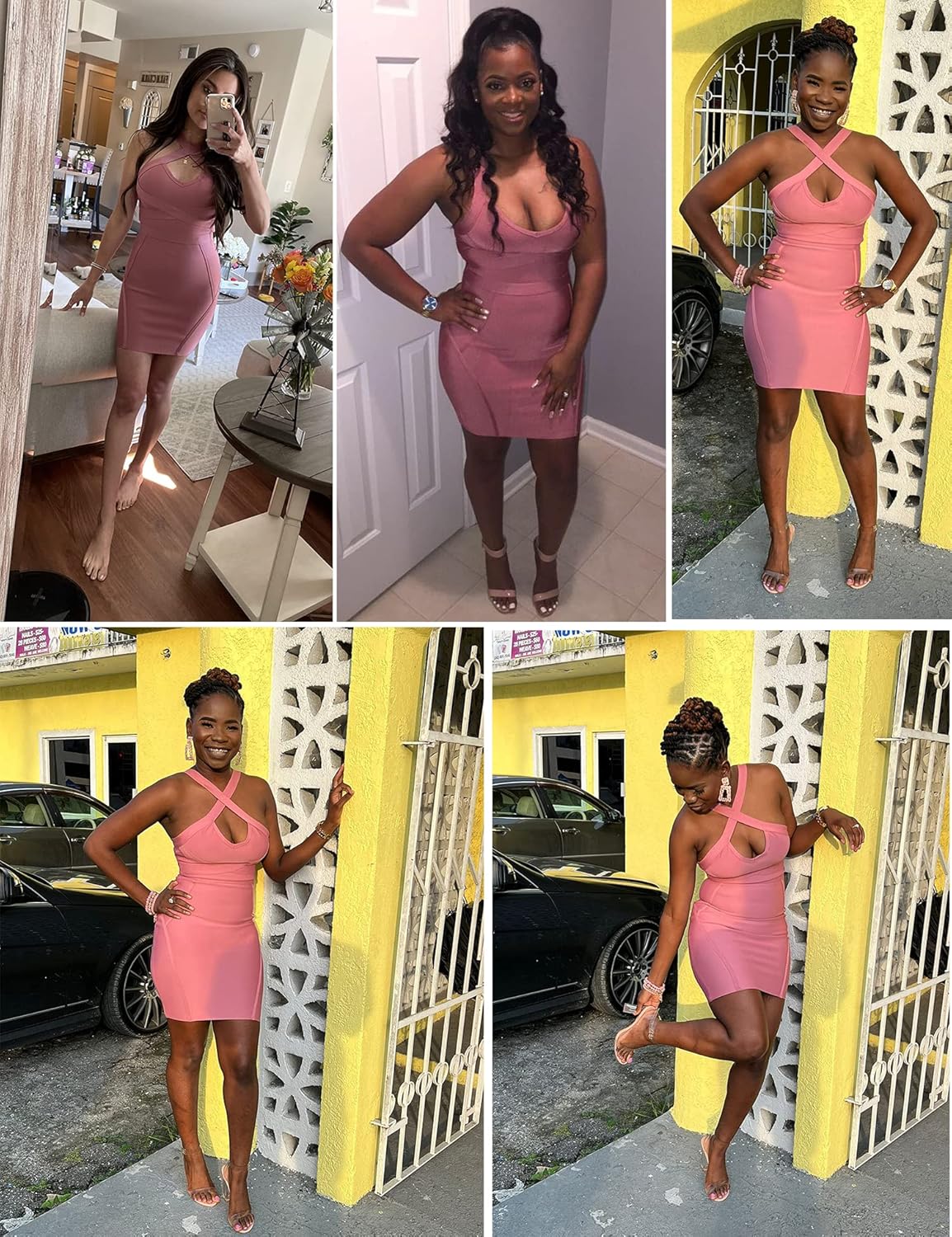 meilun Women's Celebrity Bandage Bodycon Dress Strap Party Pencil Dress - Image 3