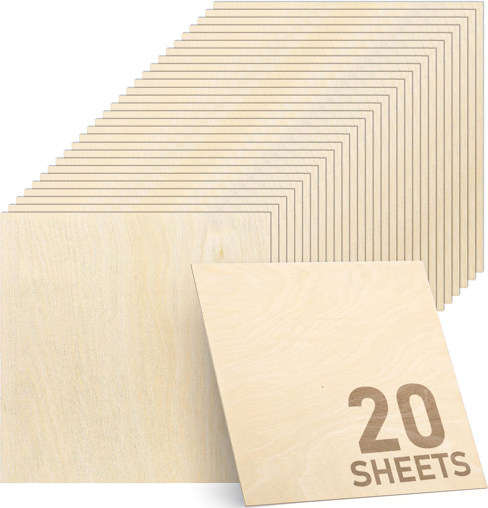 - Baltic Birch Plywood - 1/8 Inch Thickness - 11.8" x 11.8" Square Wood Sheets for Laser Cutting, CNC Cutting and Crafts - Pack of 20, by TX liteart