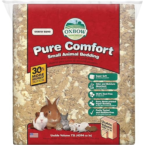 Oxbow Pure Comfort Bedding, Rabbit, Hamster, & Guinea Pig Bedding, Bunny Supplies for Litter Box, Pet Safe, Low Dust, Oxbow Blend, 72 Liter Bag