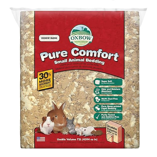 Oxbow Pure Comfort Bedding, Rabbit, Hamster, & Guinea Pig Bedding, Bunny Supplies for Litter Box, Pet Safe, Low Dust, Oxbow Blend, 72 Liter Bag