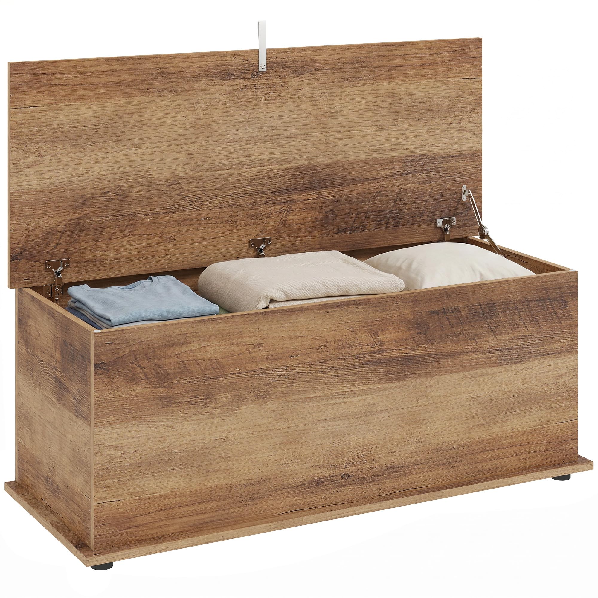 HOMCOM Storage Chest With Lid - 113L Storage Box - Natural Brown  | TJ Hughes