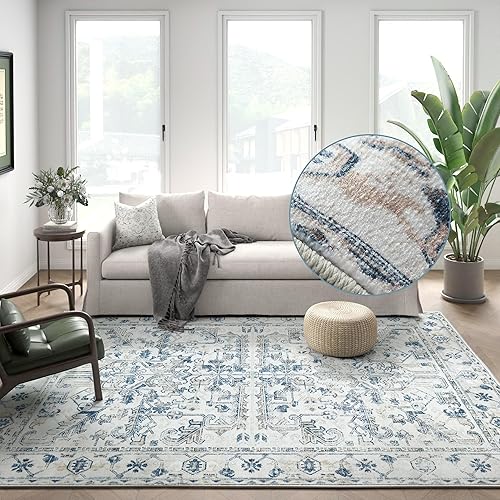jinchan Lima - Alfombra de área de 6 x 9 pies para sala de estar, lavable, suave, ultrafina, resistente a las manchas, antideslizante, envejecida,