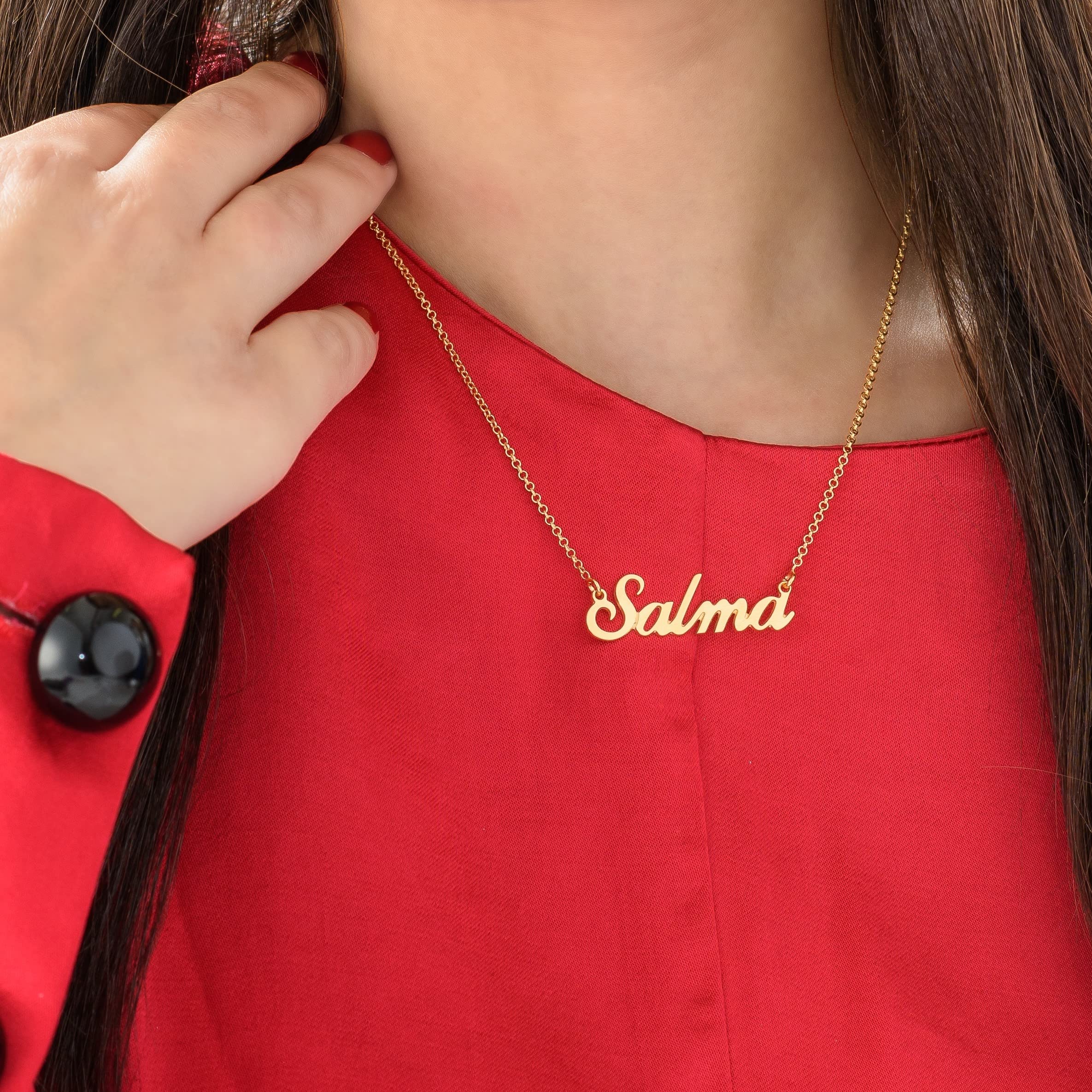 MyNameNecklace MYKA Personalisierte Kleine Klassik Druckschrift Namenskette aus Sterling Silber 925 - Vergoldet - Anpassbar Typenschild Name Schmuck Geschenk fŸr Damen - Mutter - Freundin