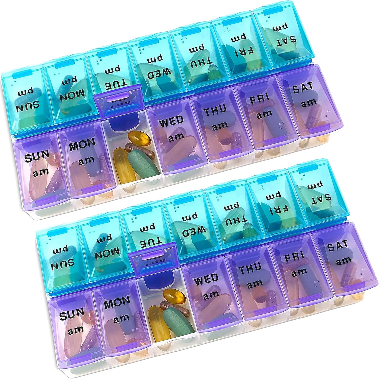 MEDca Weekly Pill Organizer, TwiceaDay, 2 Pill Organizer Extra Large Health