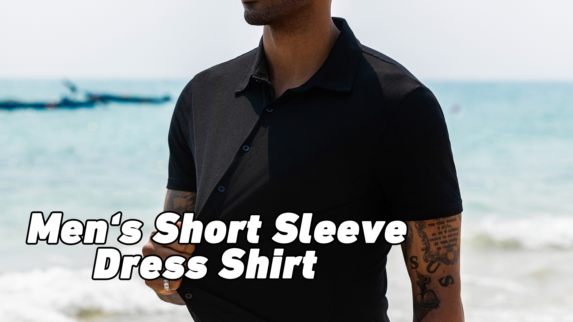 URRU Mens Short Sleeve Dress Shirt 