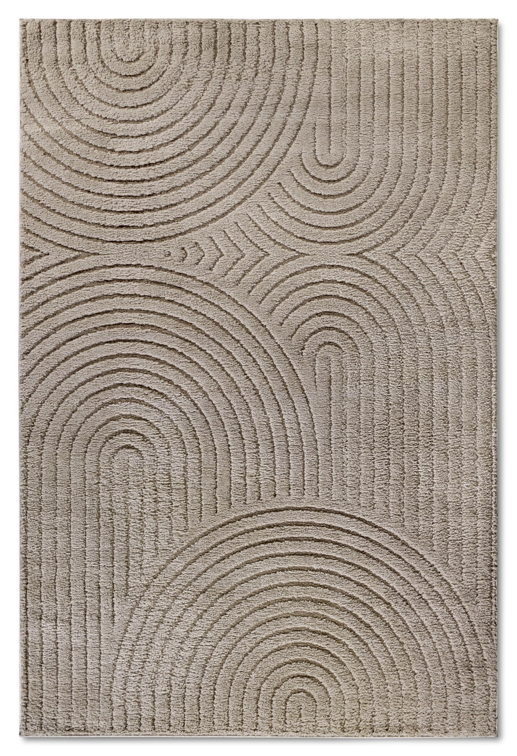 Elle Decoration Panglao Tapis Moderne à Poils Longs – Tapis de Salon Moelleux – Effet très Profond Skandi bohème, Vagues, Arc, pour Salon, Chambre à Coucher, Cuisine, Taupe, 120 x 170 cm
