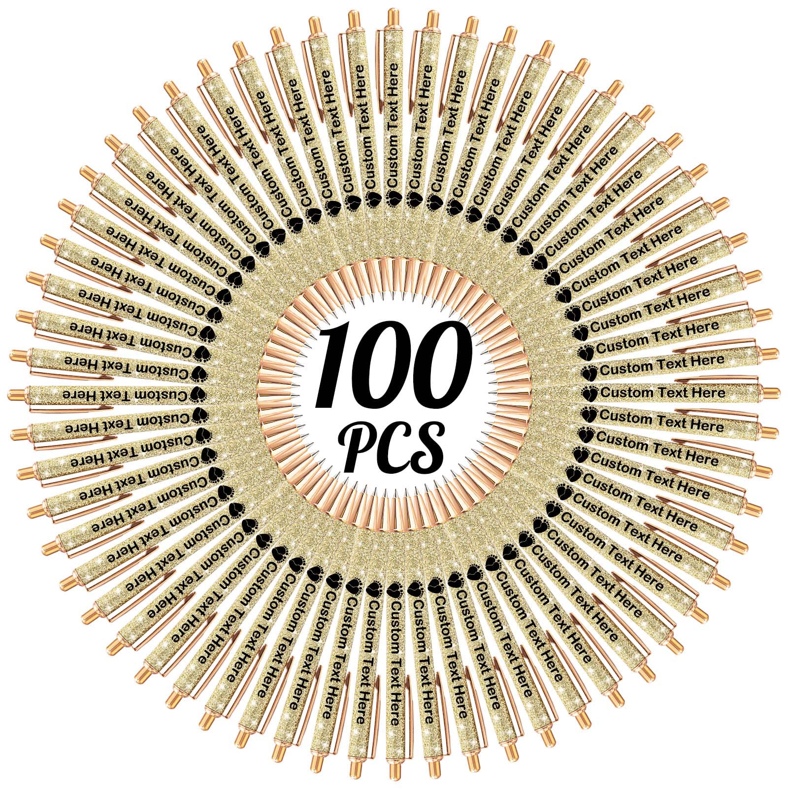 100 Stylo Personnalisé avec Nom Prénom, Cadeau Stylo Personnalisable, Beau Stylos à Bille Personnalise pour Mariage Femme Fille Collegue, Or