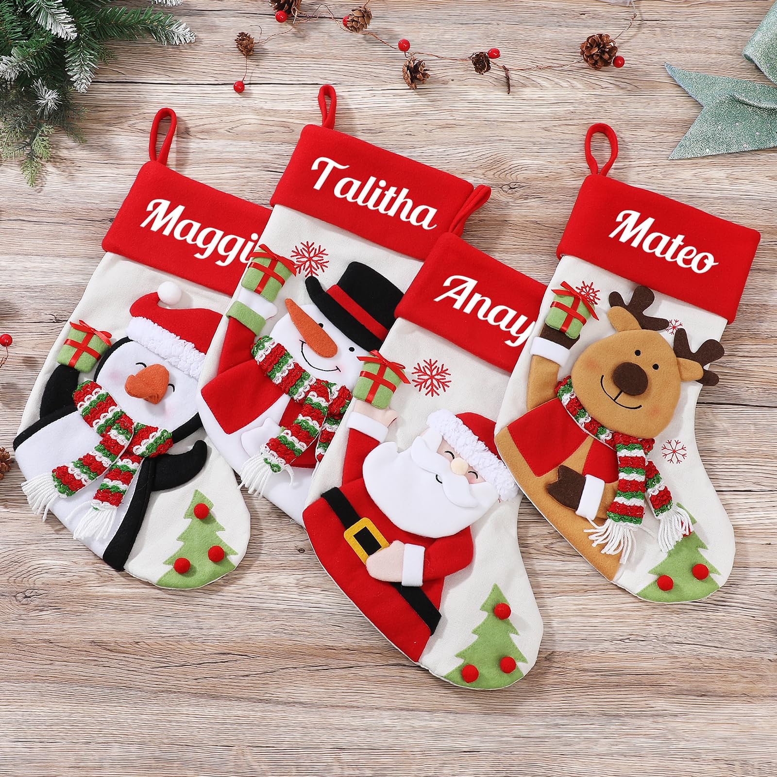 Chaussette De Noël Personnalisée Avec Prénom - 46 Cm - Coton - Pour Cheminée Ou Sapin