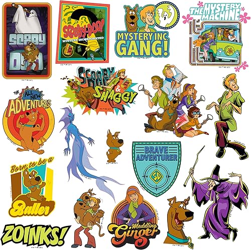 Miniatura 4 de Scooby-DOO - Paquete de calcomanías de vinilo troquelado grande de lujo paquete variado de calcomanías para laptop botella de agua álbumes de