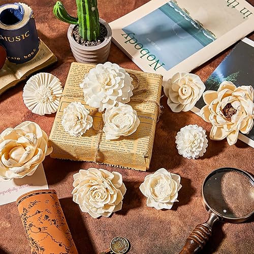 Miniatura 7 de Waydress Difusor de 15 piezas mixtas de flores Sola, material natural, aromaterapia, flores de madera, decorativas, aromaterapia, colocación,