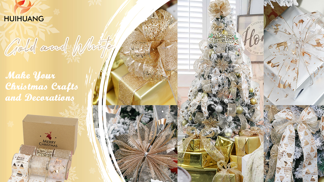 Amazon.com: HUIHUANG Gold Christmas Ribbon Wired 2.5 Amazon.com: HUIHUANG Gold Christmas Ribbon Wired 2.5