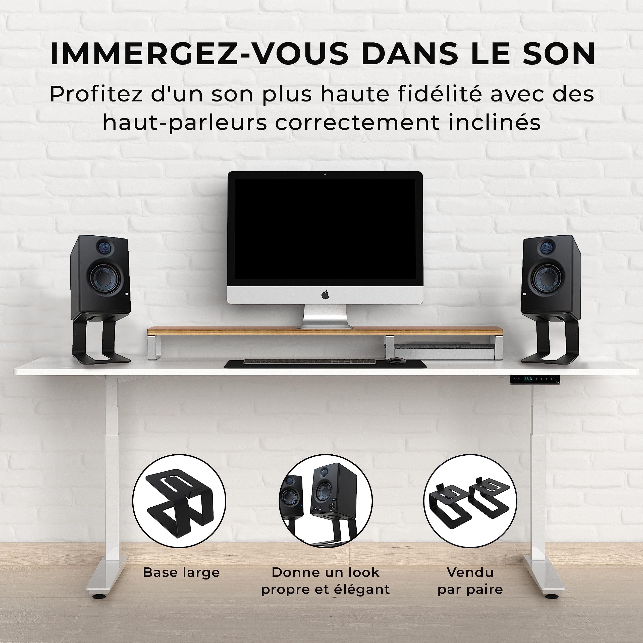 HumanCentric Paire de Supports de Haut-parleurs de Bureau pour Haut-parleurs de Bureau, rehausseurs de Haut-parleurs de Studio, Haut-parleurs d'étagère Moyenne et Petite, Support de Moniteur de