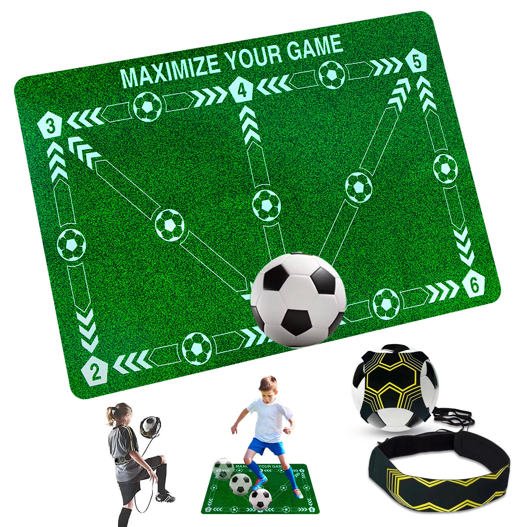 Alfombra Entrenamiento Futbol，Alfombrilla De Fútbol Con Entrenador De Fútbol Alfombrilla De Entrenamiento De Fútbol Infantil Para Entrenamiento En Interior y Exterior, Regate Tranquilo Accesorios Depo
