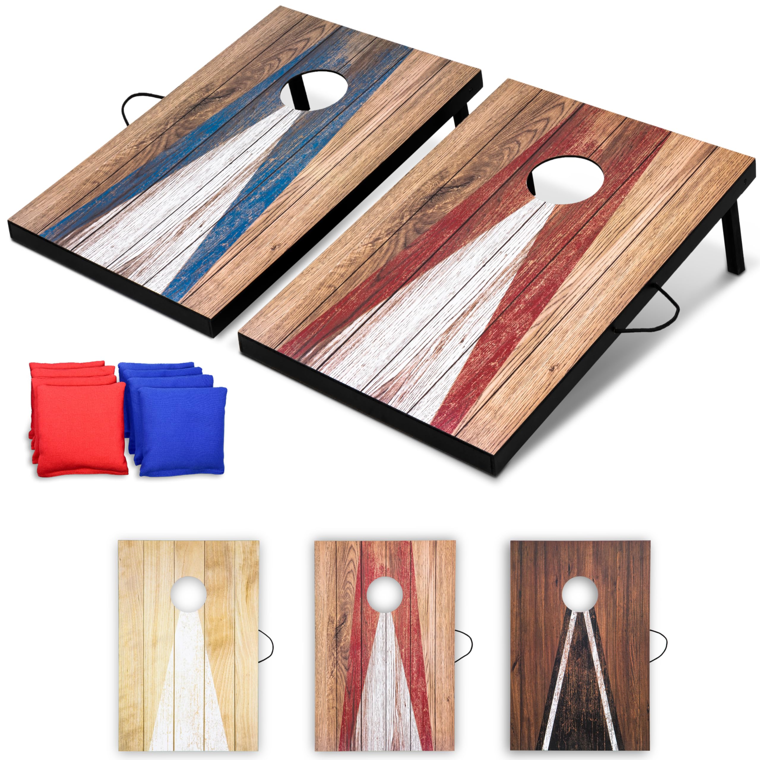 GoSports 3 x 2 ft Cornhole Board Set - Portable Outdoor Toss Game for Adults & Family - Includes Set of 8 Bean Bags with Built-in Storage - Choose Your Style