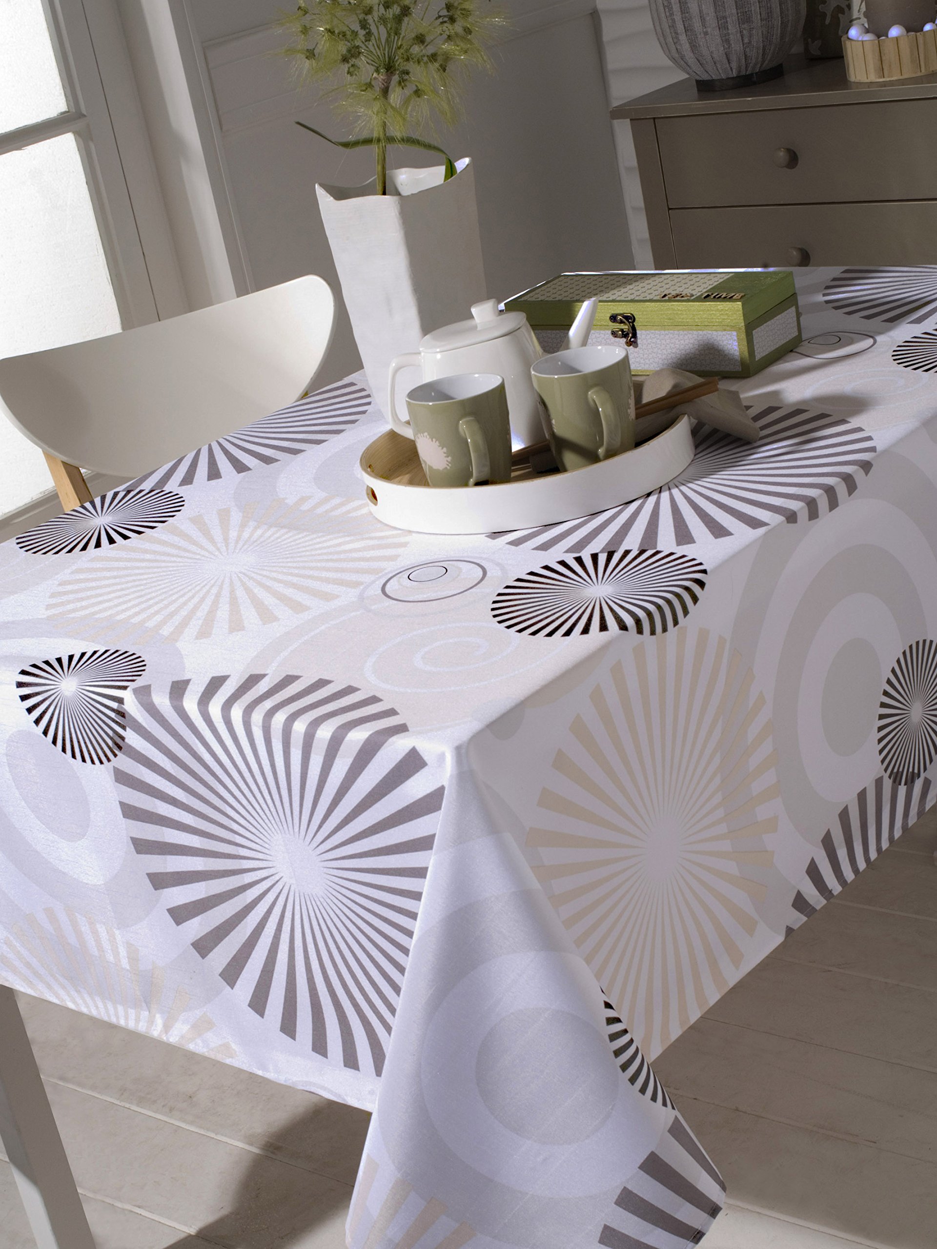 CALITEX Hypnotic Rectangular Tablecloth 150 x 300 cm Polyester Beige