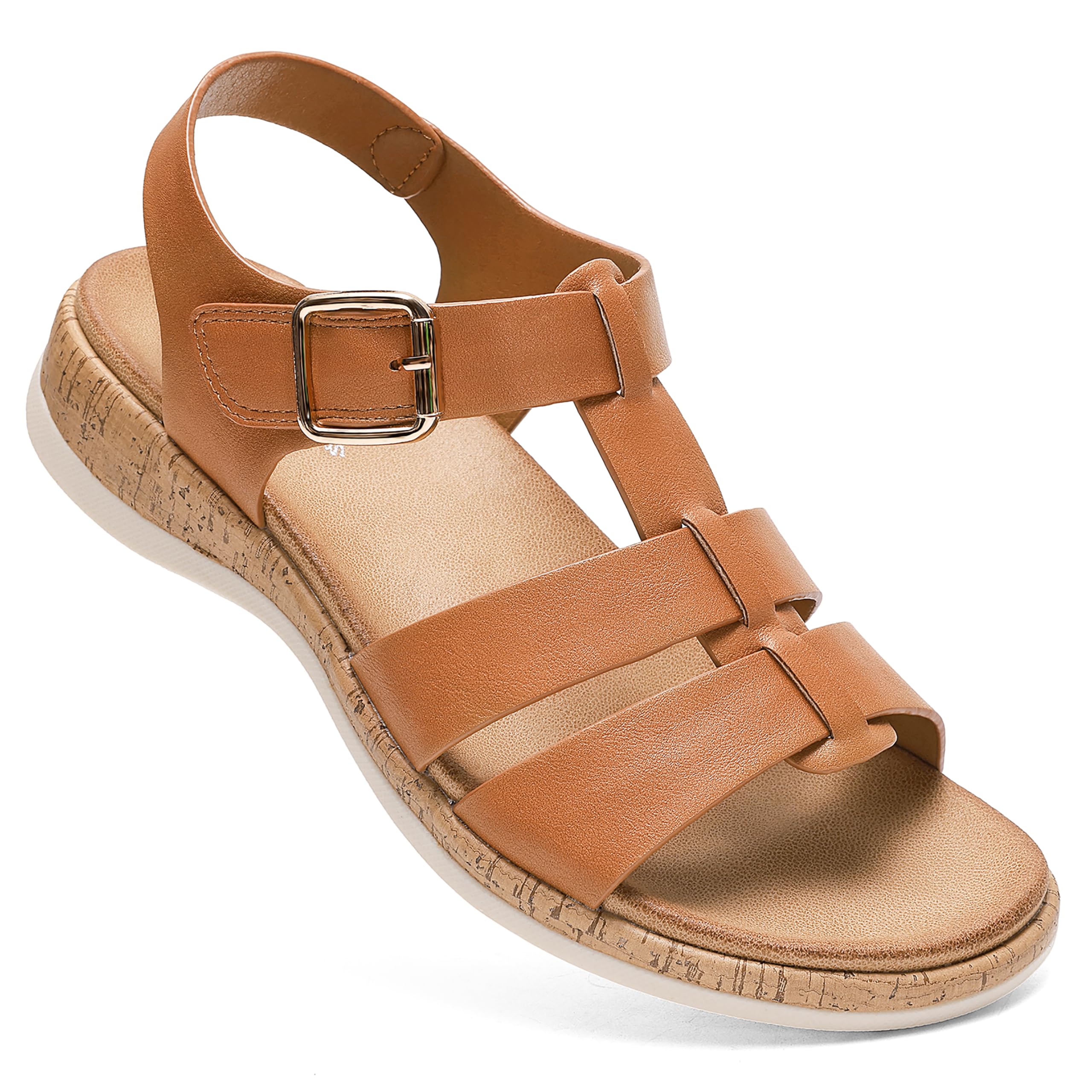 Littleplum Damen Sandalen mit Fußgewölbestütze Bequeme & verstellbare Gladiatoren Sandalen für Strand & Alltag