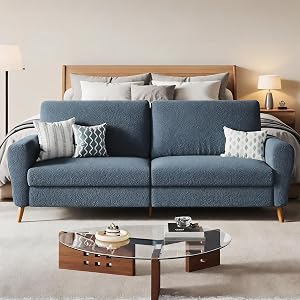 84 in Sofa, 3 Seater Couch for Living Room, Modern Loveseat, Boucle Sofa with Deep Seats, Wide Armrests, Wood Legs, Easy Assembly, Upholstered Comfy Sofa for Bedroom Office