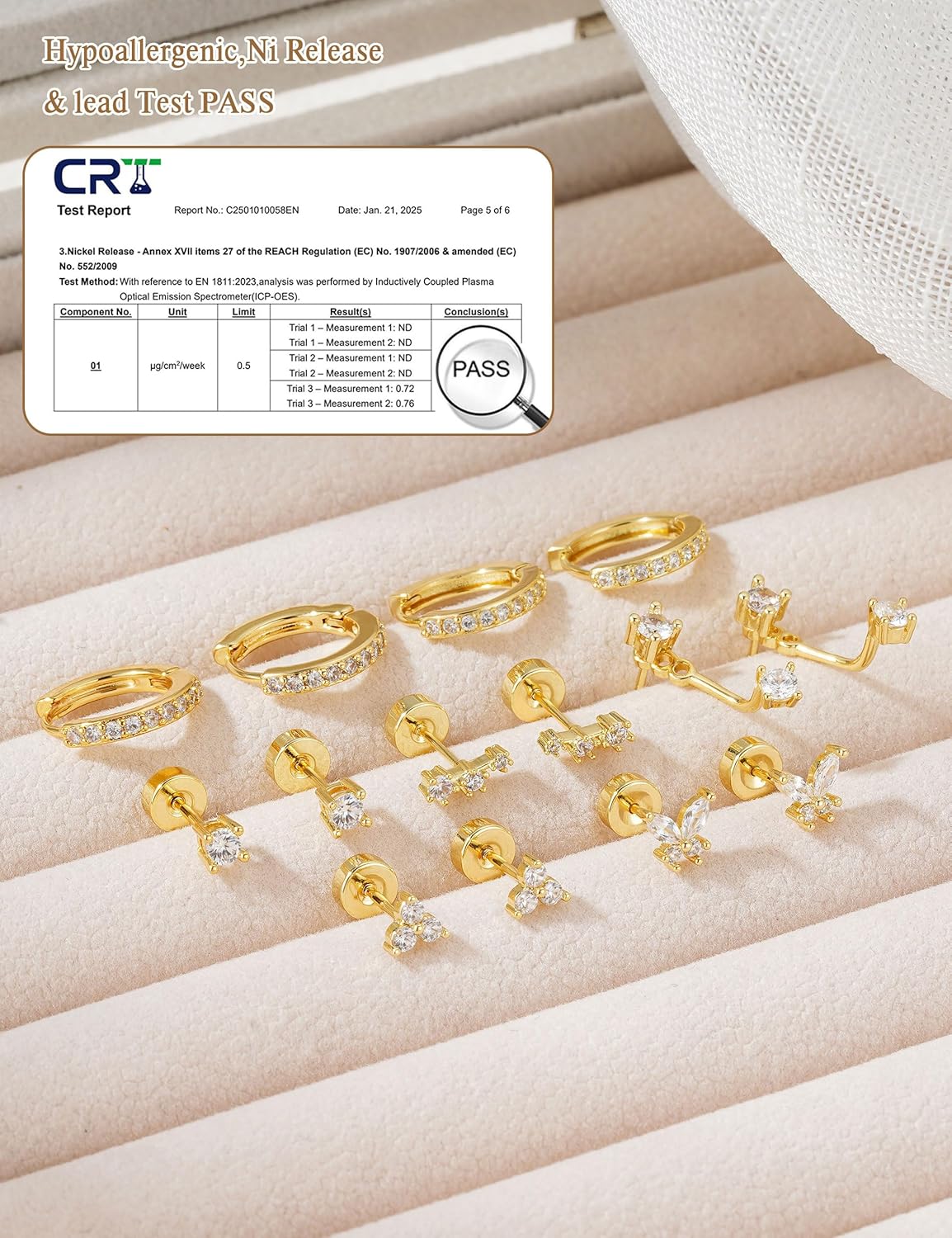 M MOOHAM Hypoallergenic Earring Jacket Stacks - 7 Pairs 14K Gold Plated Flat Back Earrings Dainty Huggie Hoop Cartilage Helix Earring Jacket, Fashion Accessories Western Jewelry Gifts - Image 6