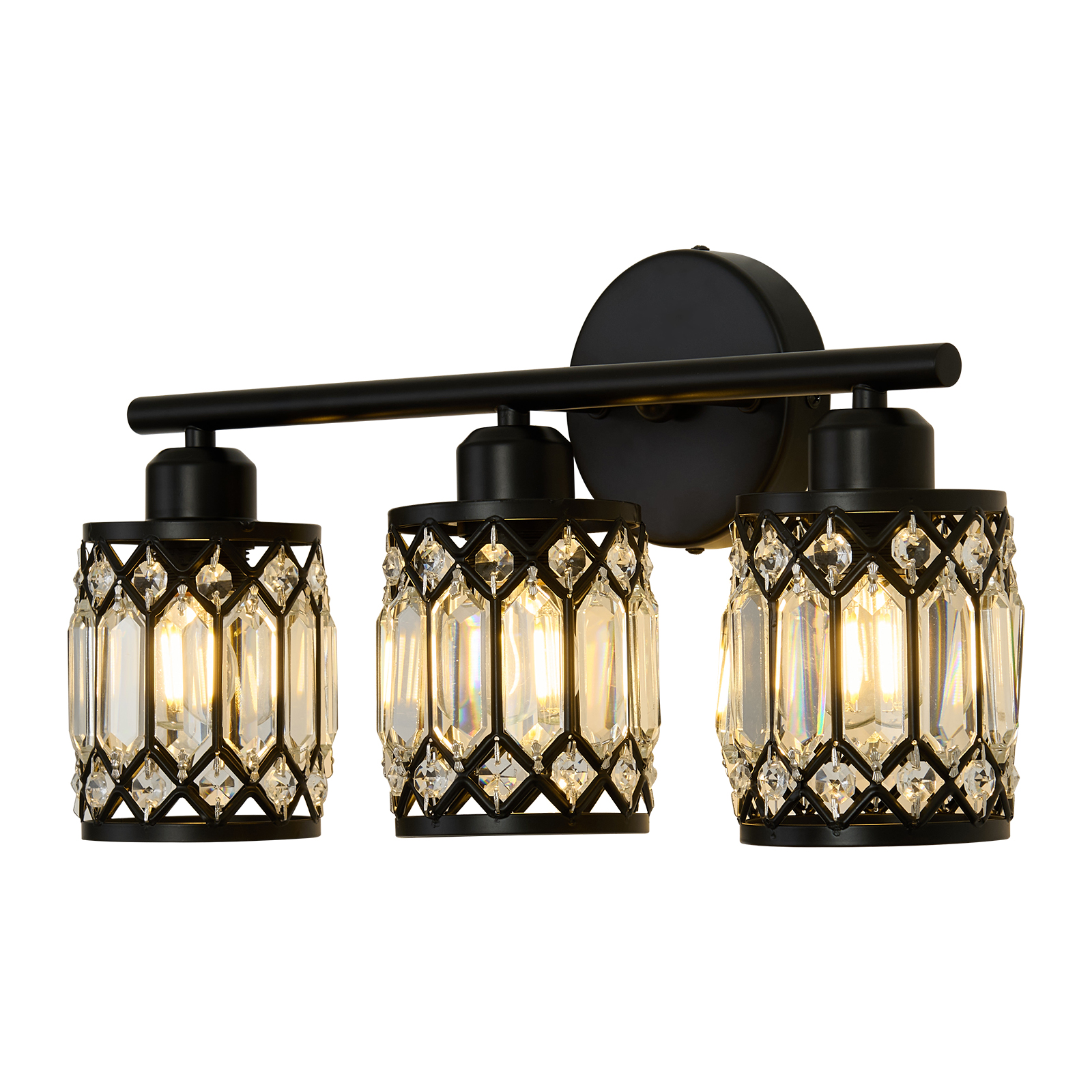 Image of CVKASH 3 Light Bathroom Vanity Light Fixture Over Mirror Black Vintage Vanity Lights with Glass Shade Farmhouse Wall Sceonce for Bedroom Dressing Room Living Room Hallway Cabinet