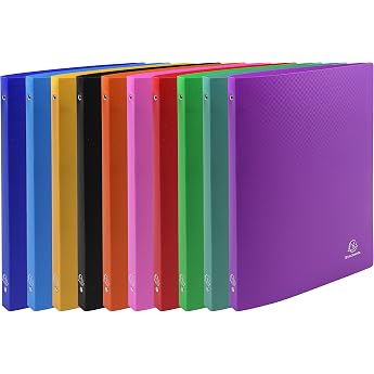 Exacompta 541999E Ring Binder Polypropylene DIN A4 Opaque 2 Rings Spine 20 mm Pack of 10 Assorted Colours assorted colours