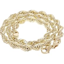 Solid 14k Gold Rope Chain - Thin Rope Link Chain Necklace - Mens and Womens Jewelry Made with Hypoallergenic Yellow 14 Karat Gold
