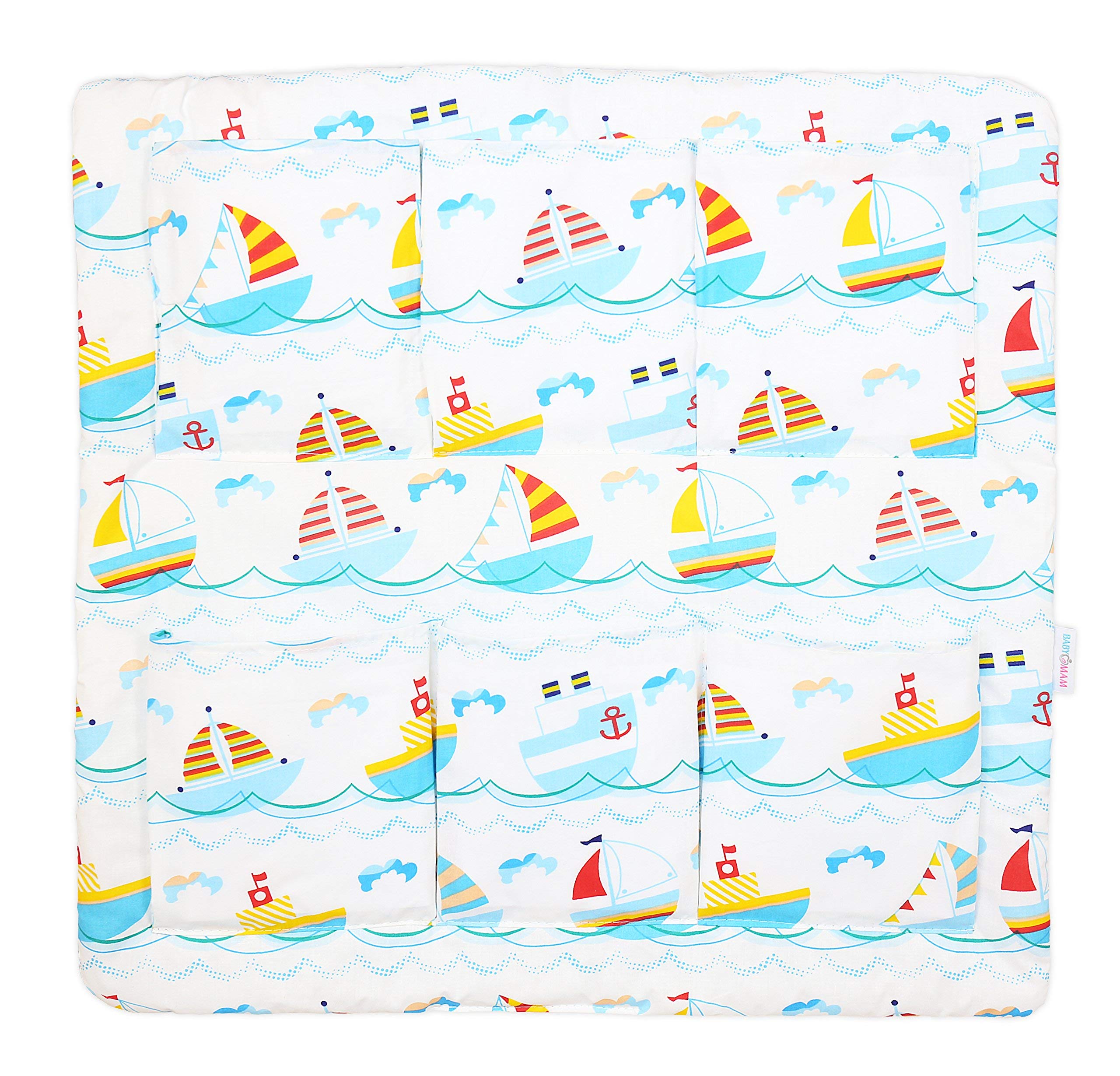 Baby COT Tidy Organiser Hanging Storage CotBed Nursery 6 Pockets BABYMAM (Boats) — image 1