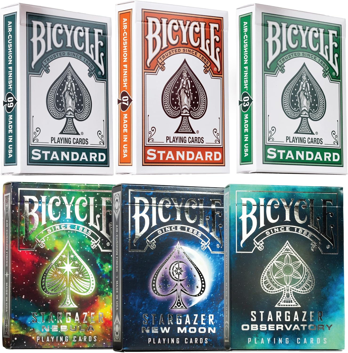 Bicycle Playing Cards 6-Deck Collector’s Bundle – Includes Stargazer Nebula, New Moon, Observatory, Color Series Fairway, Pumpkin & Wintergreen.