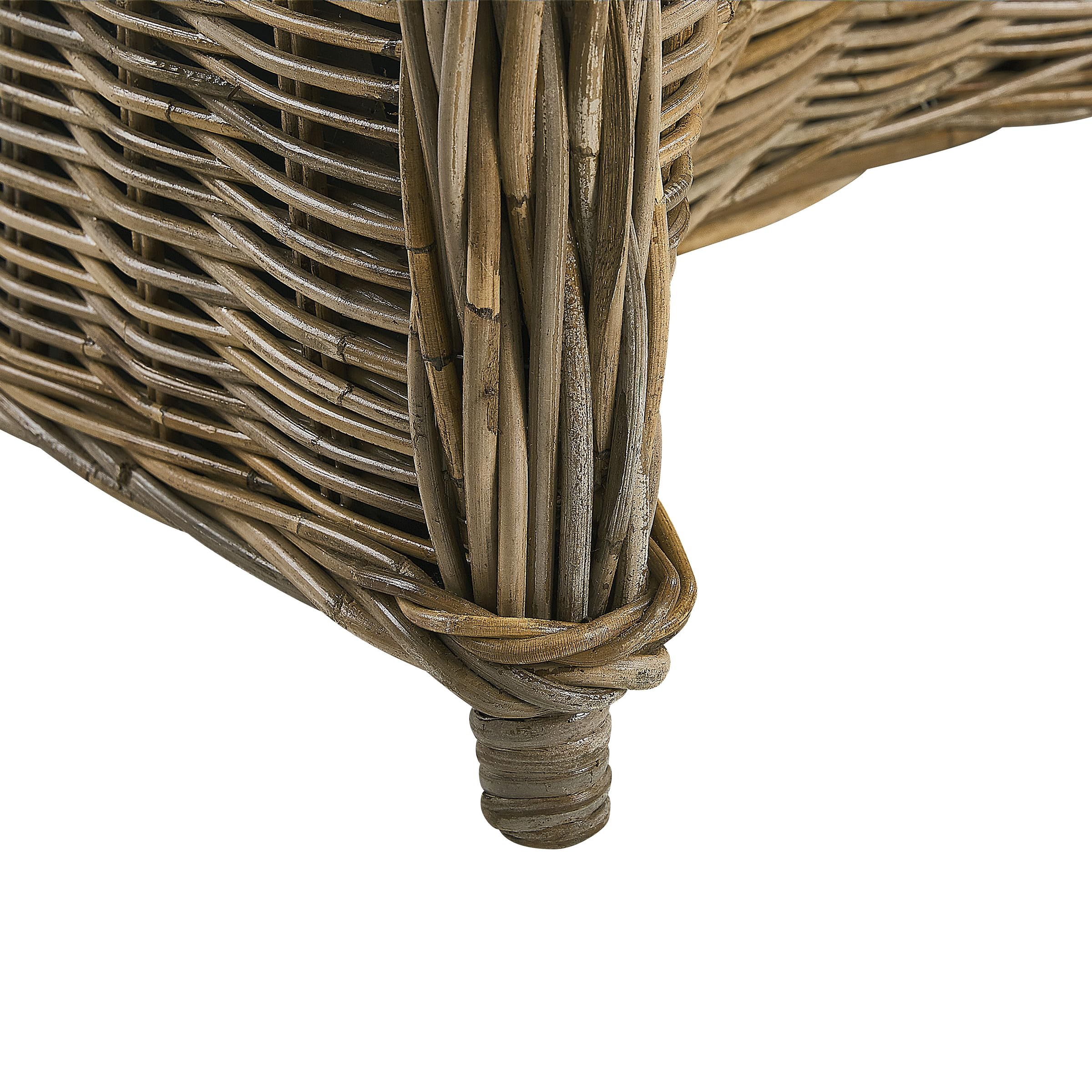 Set poltrone da giardino in rattan naturale con cuscini in cotone bianco