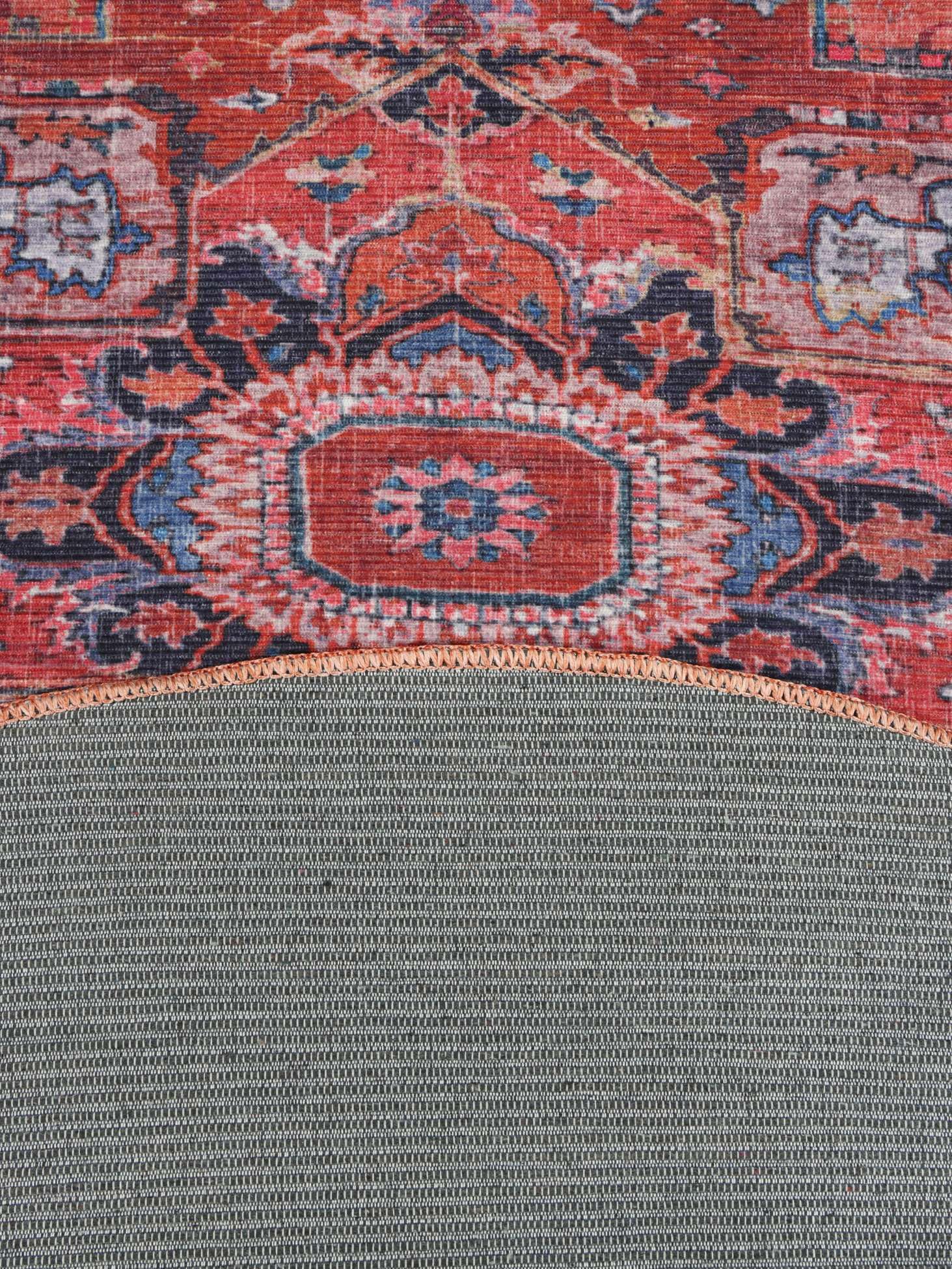 RugVista Georgia Oriental, Vloerkleed, Moderne vloerkleden, 160 cm, Rond, Laagpolig, Woonkamer, Slaapkamer, Keuken, Machinewas, oeko_tex_100, Groen/Multi
