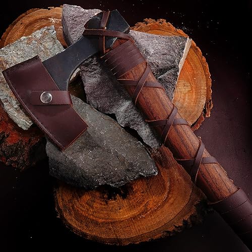 Miniatura 6 de Viking Traders Hacha medieval | Auténtica forjada a mano | Hacha de lanzamiento | Mango de madera de cuero sólido envuelto con cuerda de cuero |
