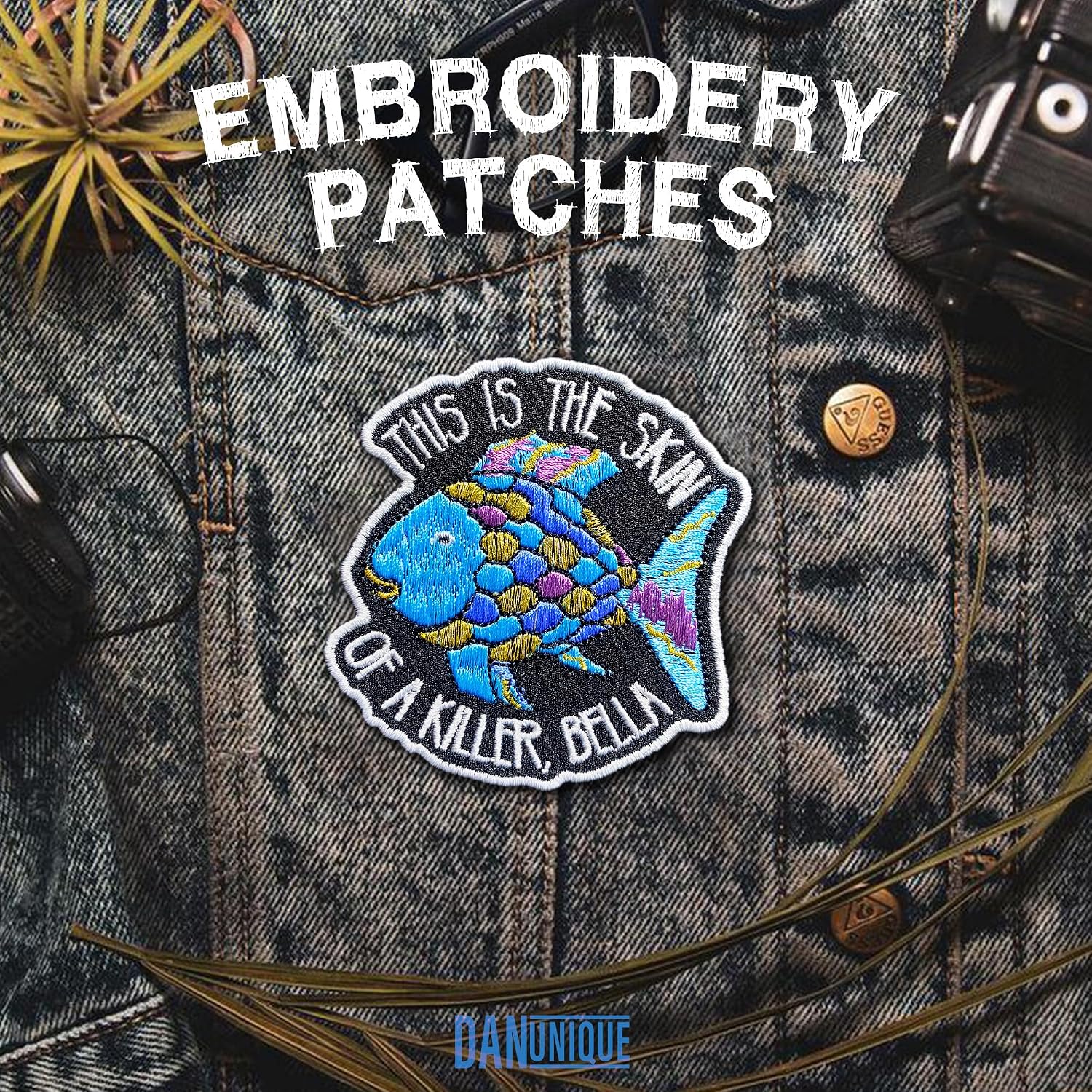 This Is The Skin Of A Killer Patch Rainbow Fish Book Lover Embroidered Patches 3" Bookish Reading Booktok Sew on Iron On Embroidery Patch for Caps, Bags, Hat, Jackets, Uniform DIY Patch Gifts 3 Inches