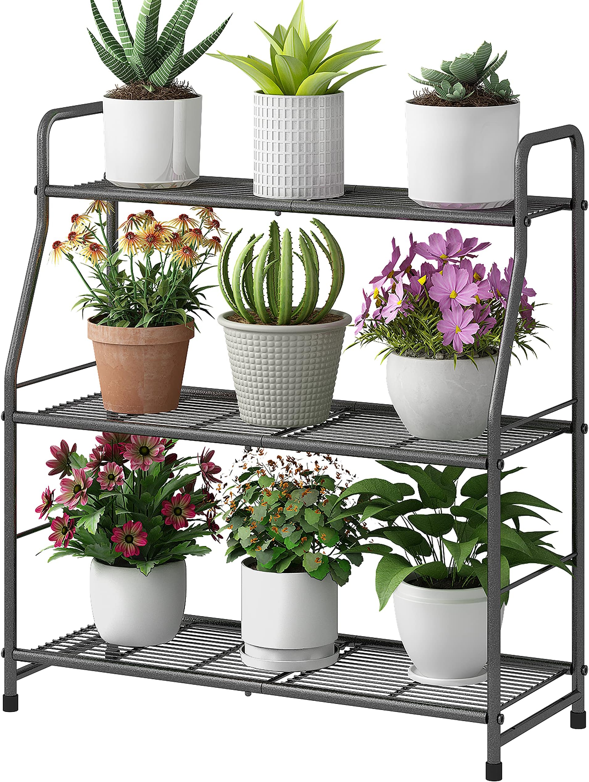 Plant Stand Outdoor Indoor 3 Tier Metal Waterproof Plant Shelf for Living Room Balcony Garden