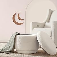 Vista 9 de Babyletto Enoki - Otomana de almacenamiento en ramo de marfil, oro Greenguard y certificado CertiPUR-US