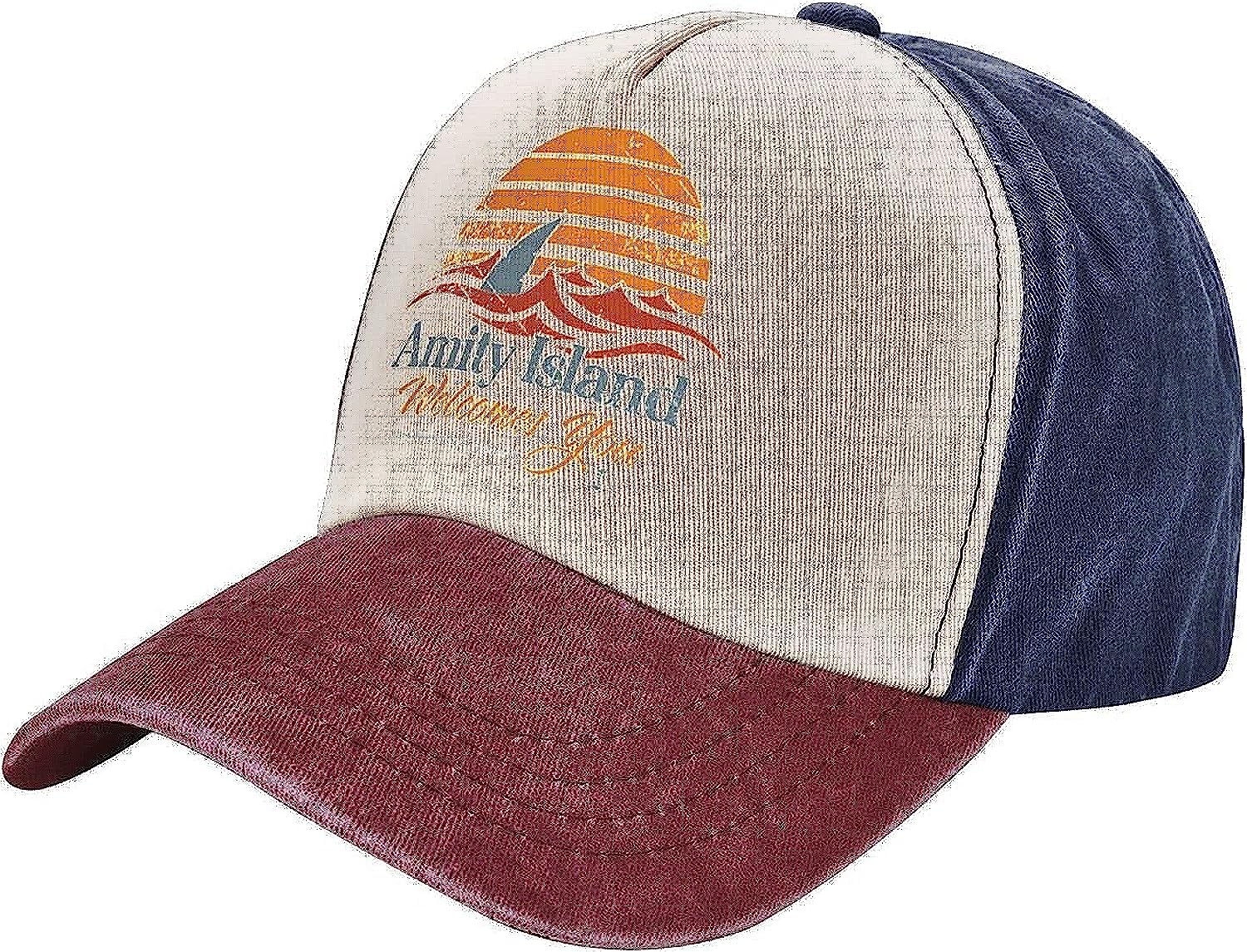 Jaws Amity Island Hats Distressed Baseball Caps Washed Dad Trucker Denim Cowboy Hat