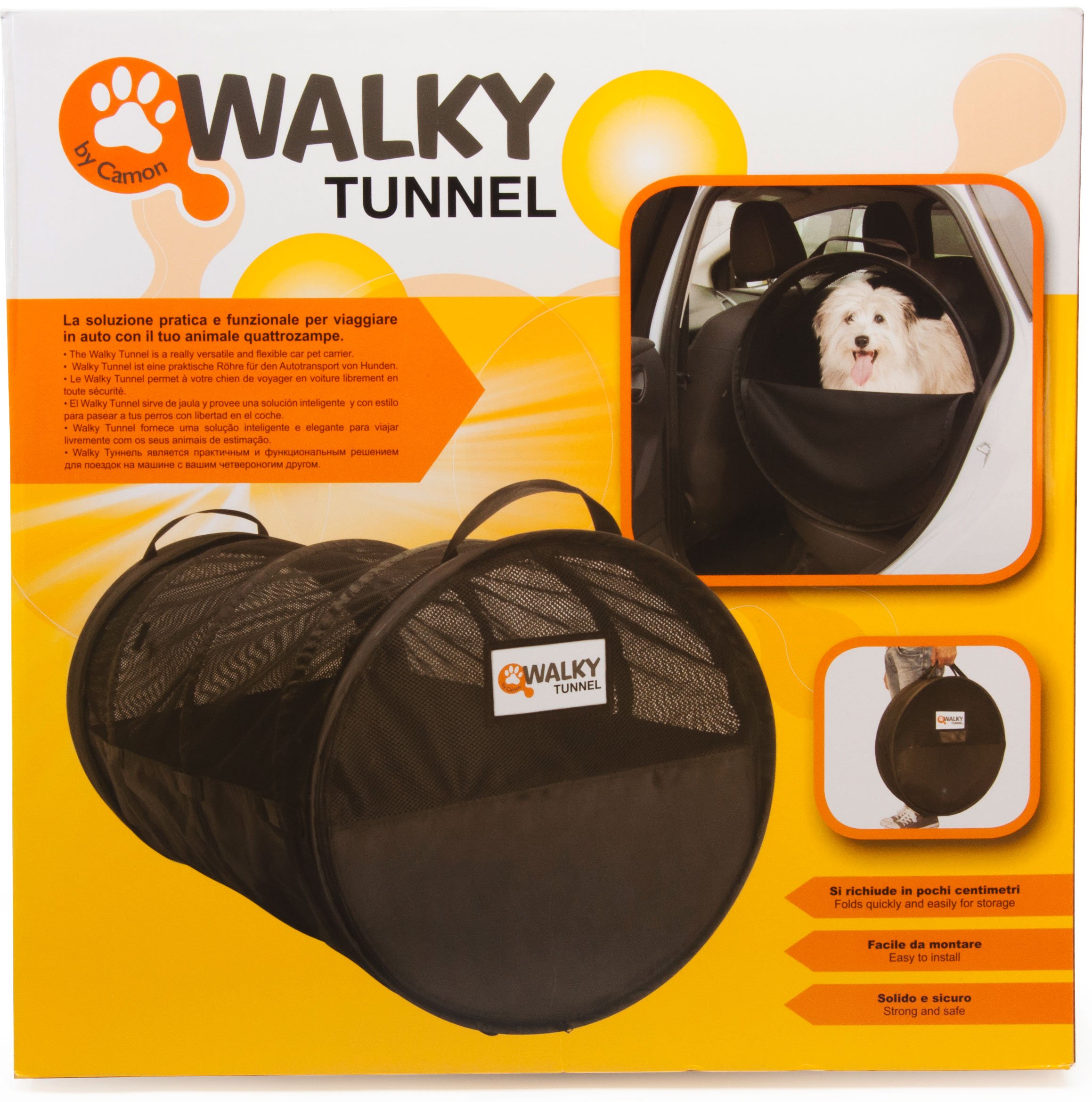 dobar® 62400 Walky Tunnel Transportbox für Haustiere - Faltbare Luxus Transporttasche - Hundetragetasche Nylon - Tragetasche für Haustiere - Haustier-Reisetasche für Auto - Ø 60 x 120 cm - Schwarz