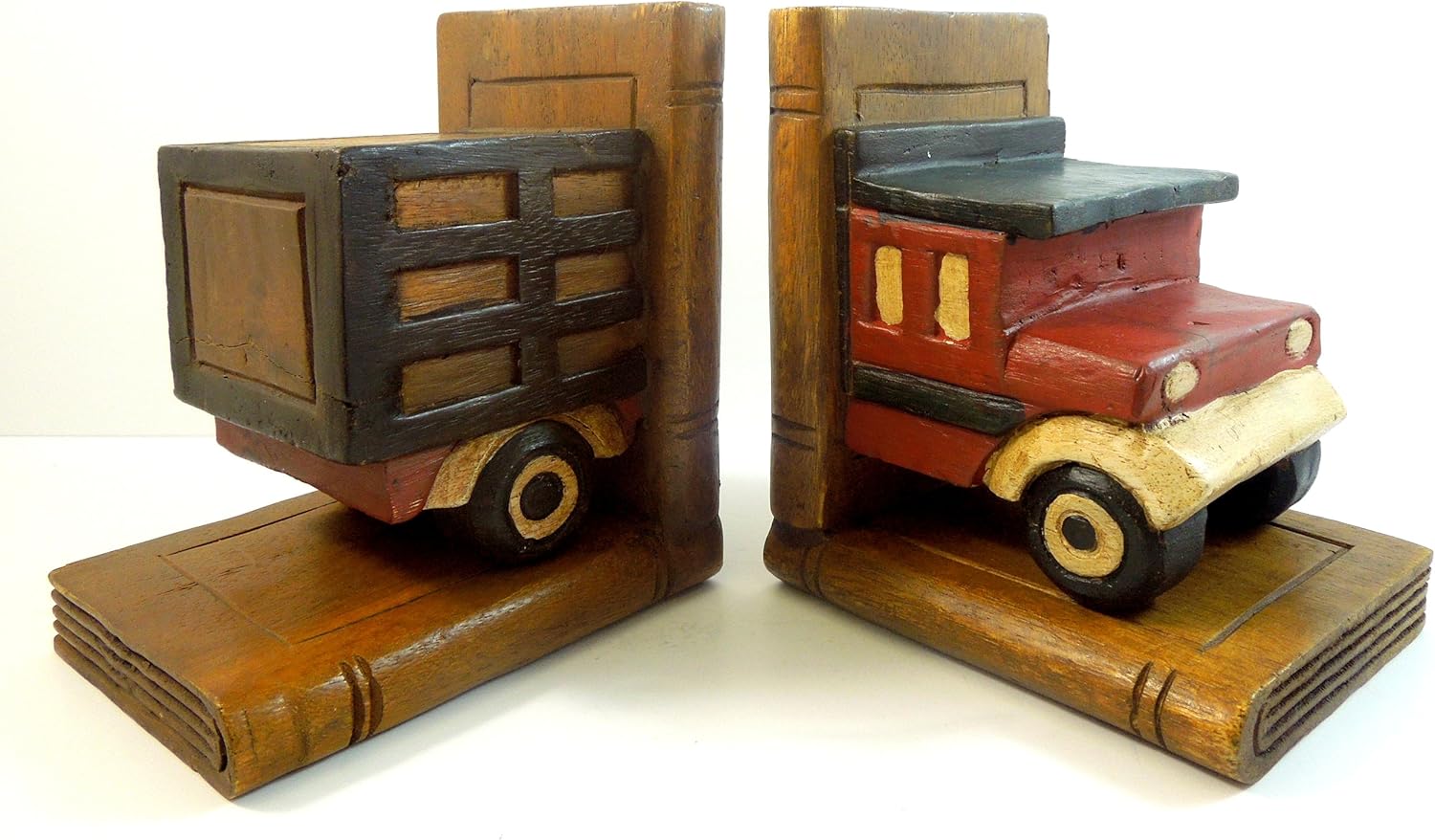 Pair Vintage Style Kids Wooden Truck Bookends Home & Kitchen