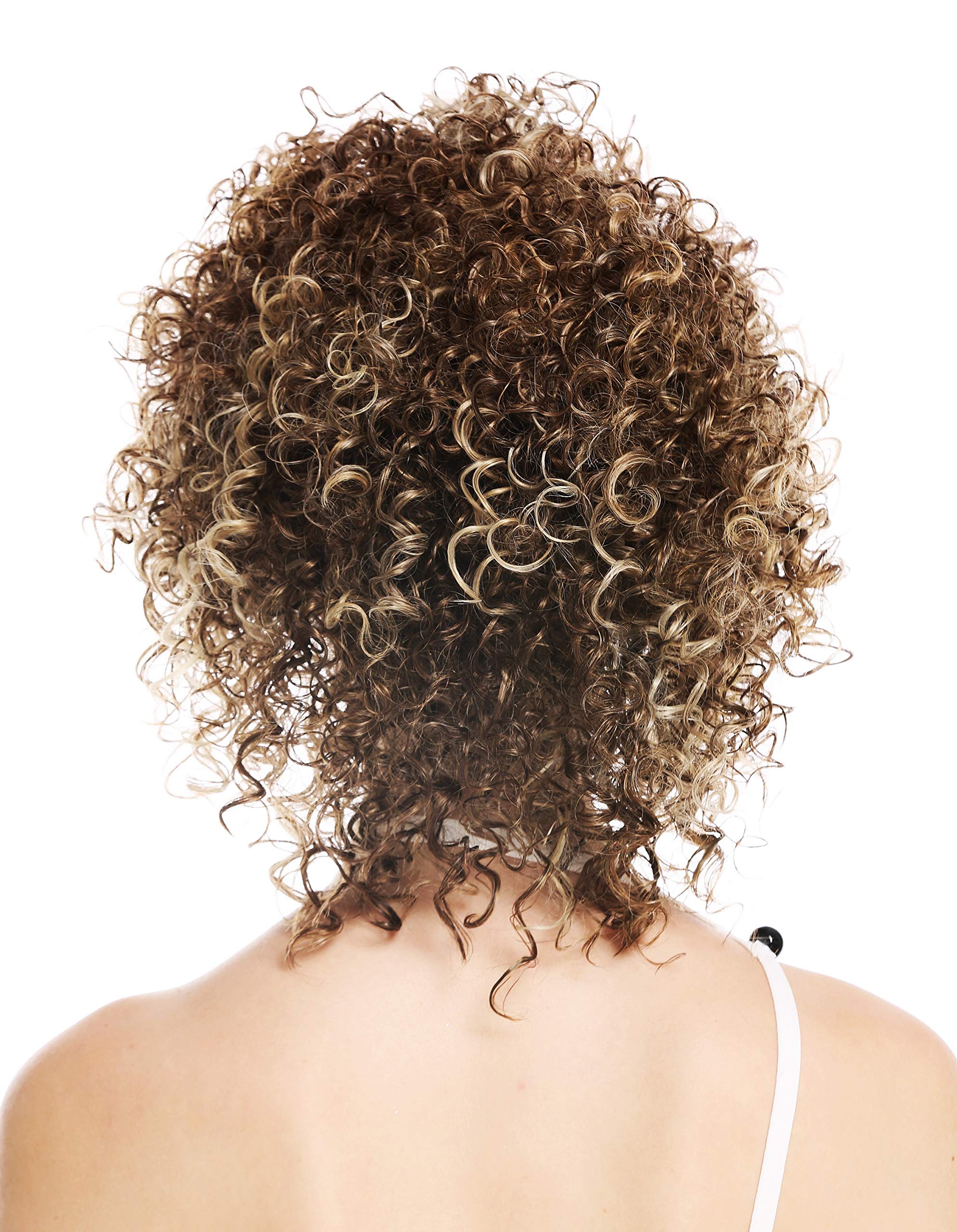 WIG ME UP - VK-11-F1010 women's quality wig short voluminous frizzy curly curls wild brown blonde highlights - Image 4