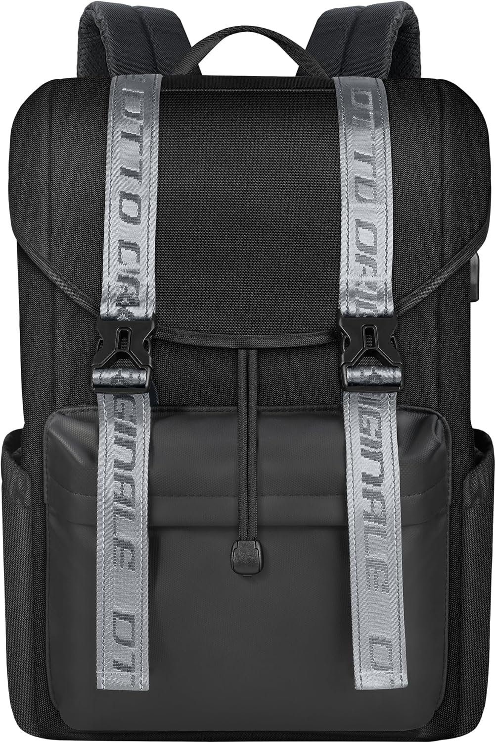 15.6 Inch Laptop Travel Backpack, Water Resistant Anti-Theft Vintage Flap Backpack with USB Charging Port for College, Casual Daypacks, Work Bag for Men and Women, 25L, Black