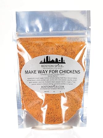 Boston Spice Make Way For Chickens Handmade Gourmet Seasoning Blend Poultry Chicken Duck Turkey Quail Smoked Rub Wings Legs Breasts Smoker Grilling Grilled Barbecue Bake Dry Rubs 1/4 Cup 1.4oz/41g