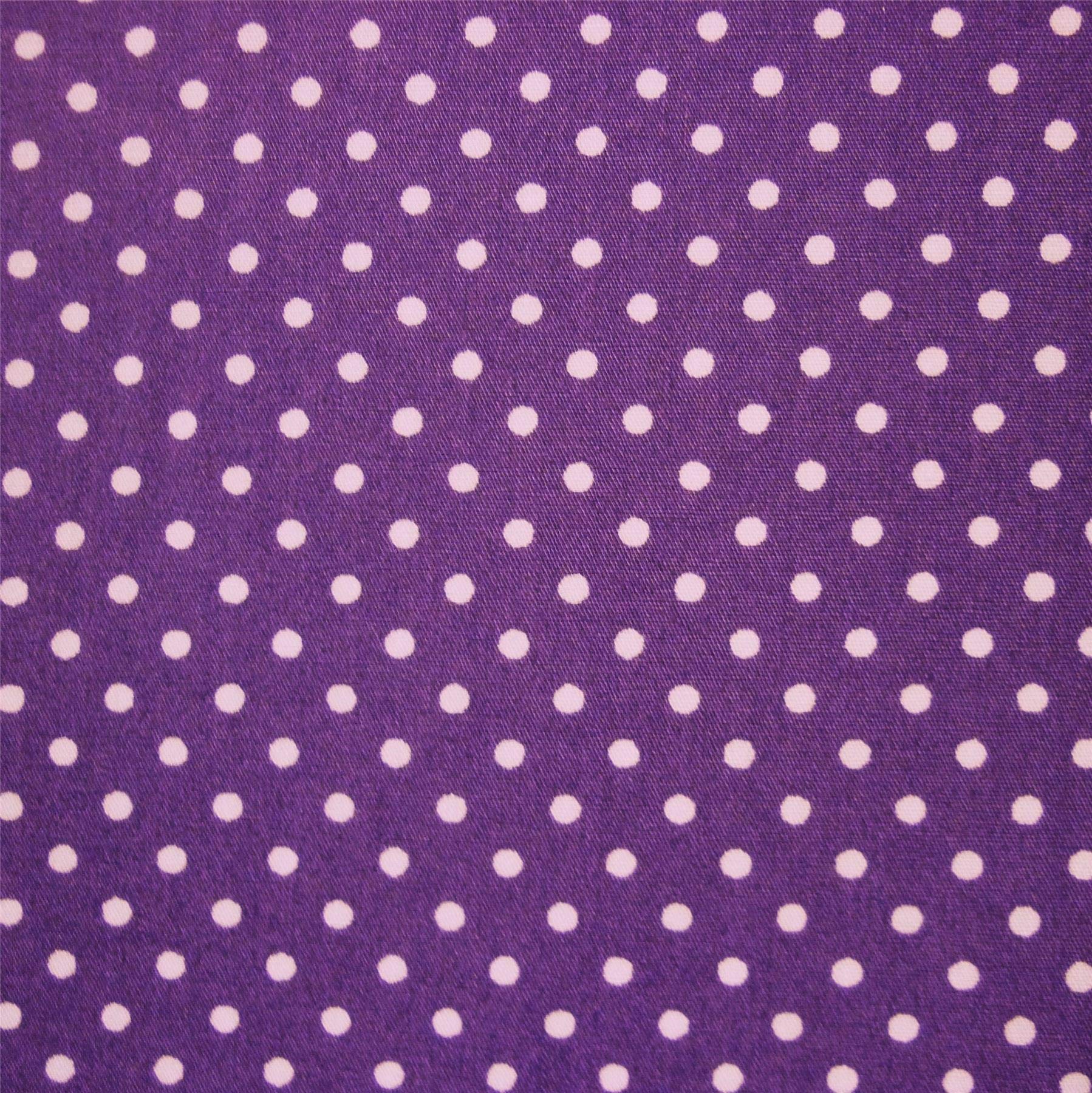 Nortex Mill Purple 100% Poplin Cotton Fabric with White Polka Dots (Per Metre)