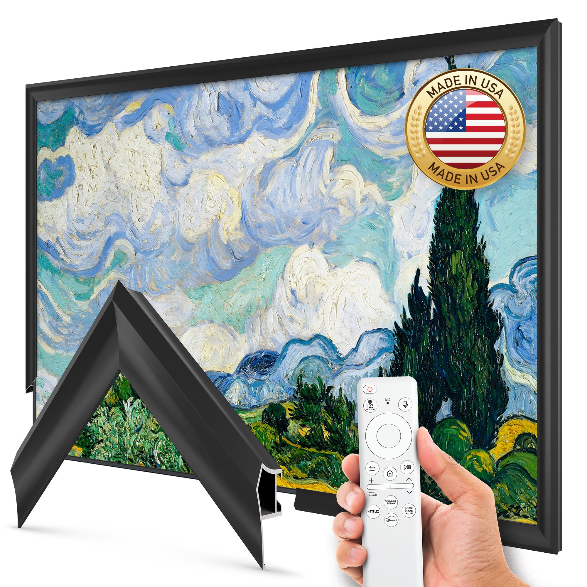 Anodized Black Prismatic 43" Alloy Deco TV Frame - Compatible ONLY with Samsung The Frame TVs (Fits 2021-2025, LS03A, LS03B, LS03C, LS03D, LS03FA)