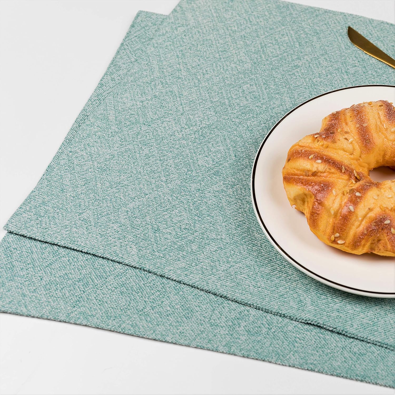 Spring Garden Home Summer Placemats for Kitchen Dining Table Heat Resistant Washable Placemats Party Tabletop Decorations Set of 4, Teal Blue : Home & Kitchen