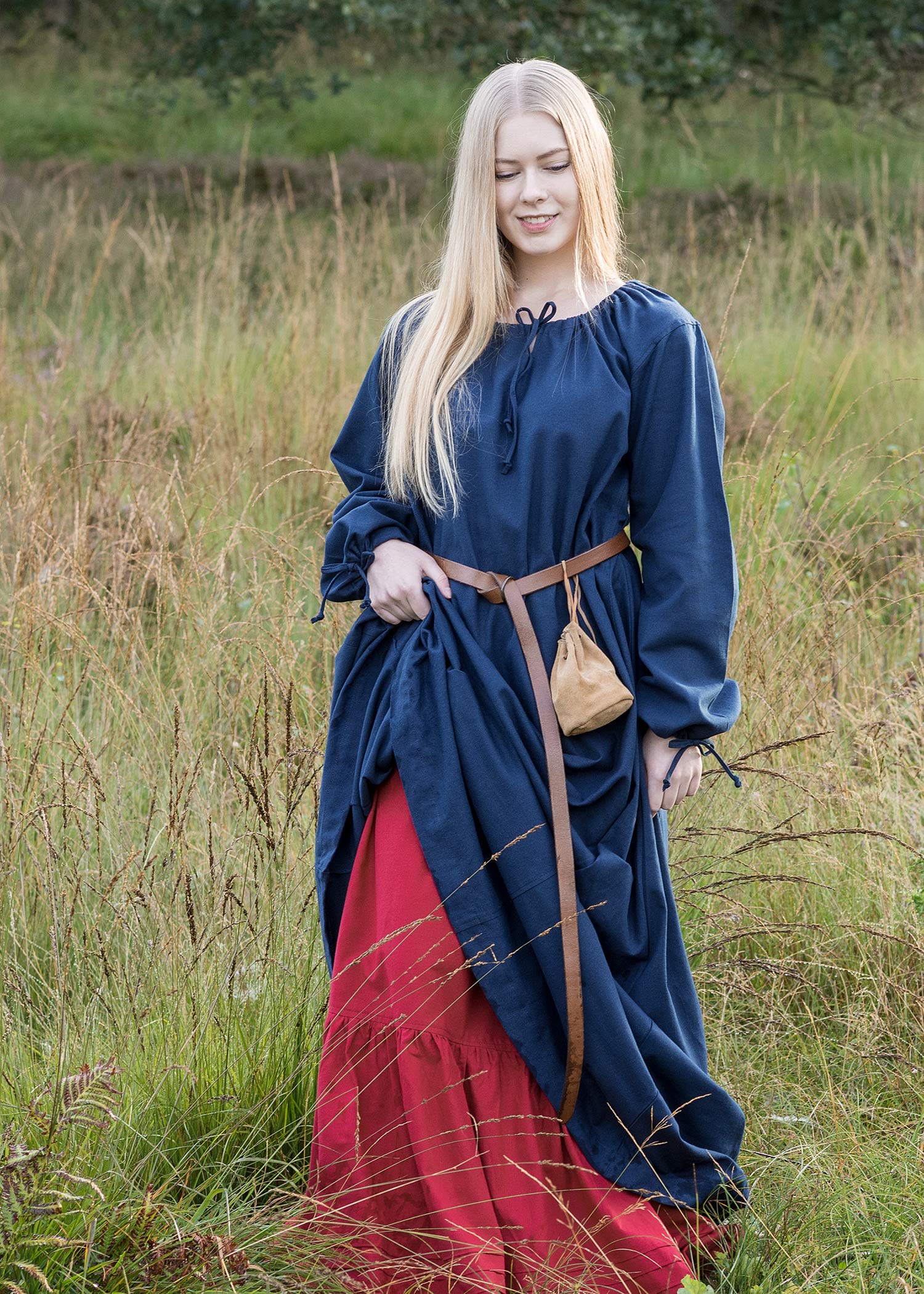 Battle-Merchant Mittelalter Kleid Ana, Damen Unterkleid | bodenlang, Langarm, Baumwolle, Wikinger Gewandung, Reenactment, LARP & Fantasy Cosplay