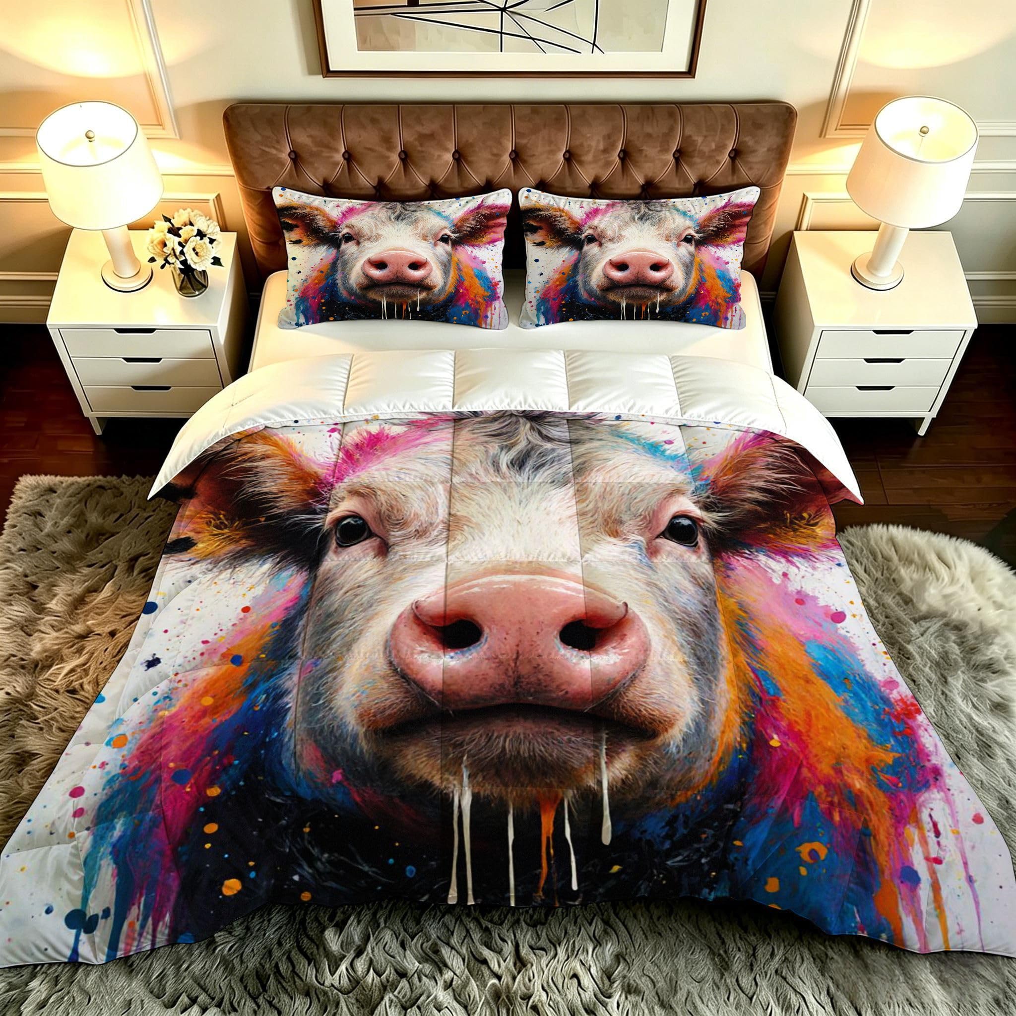 Edredón Cama 105, 200x200 cm, Vaca de Colores, DQ208