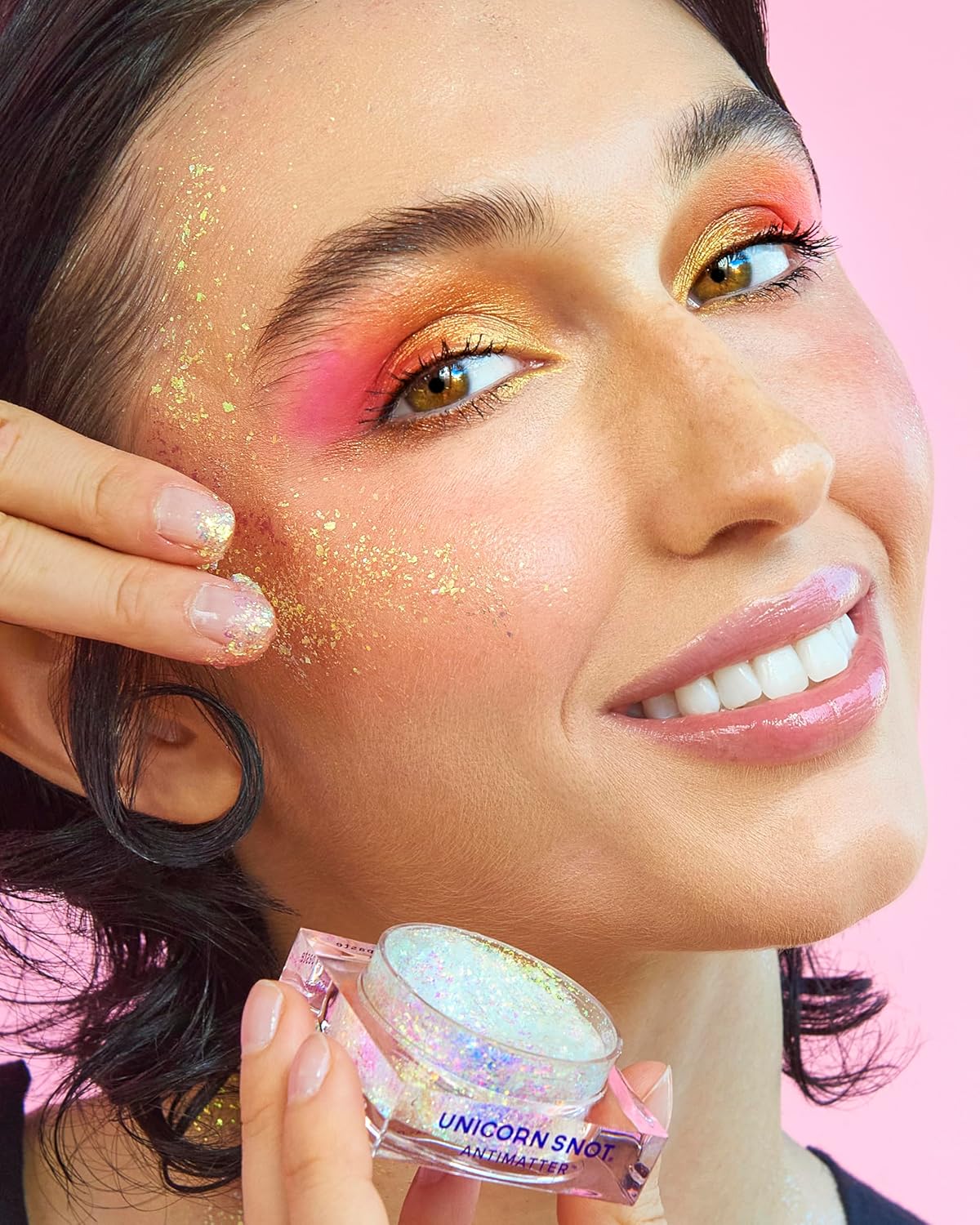 Unicorn Snot Antimatter Color-Shifting Glitter Paste – Plastic-Free Iridescent Body Glitter, Vegan & Cruelty-Free, Sweat-Proof Face & Body Paint, 0.5 oz – Laser (Yellow to Orange)