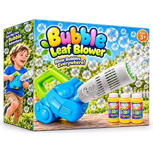 ArtCreativity Bubble Leaf Blower with 3 Refill Solutions, Outdoor Bubble Toys for Toddlers 1-3, 2 Year Old Boy Birthday Gift, Christmas Toddler Toys for Boys, Bubble Machine for Kids