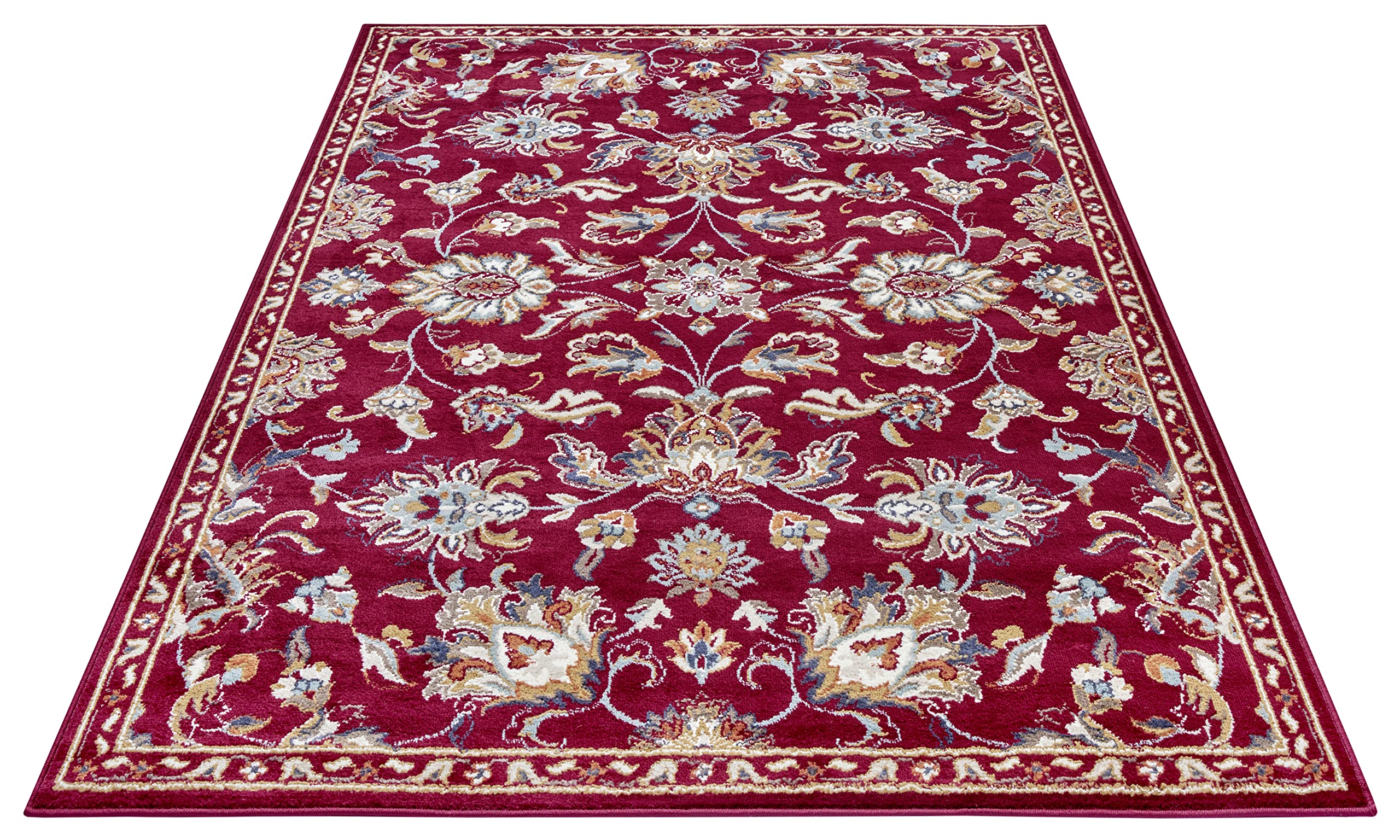 Hanse Home Caracci Tapis oriental classique, tissage serré, avec ornements et motifs floraux, poils courts et doux, pour chambre à coucher, salle à manger, salon, couloir, cuisine, rouge, 120 x 170 cm