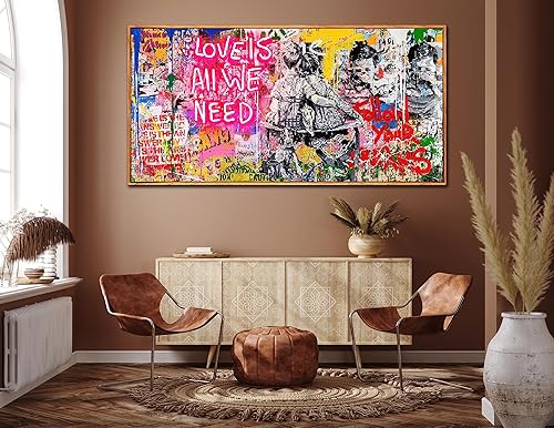 Miniatura 120 de JKWALL77 Arte de pared de graffiti – Decoración de pared de arte abstracto grande – Arte de pared en lienzo para sala de estar, listo para colgar