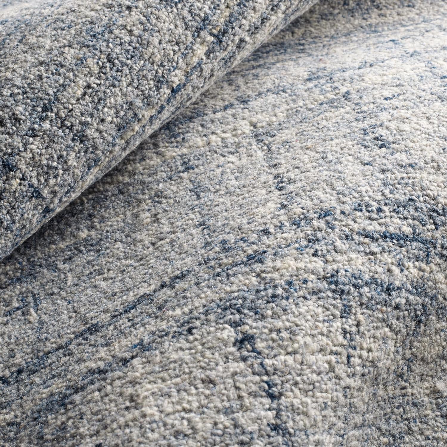 Dash and Albert Harris Wool Area Rug - 2' x 3' Blue & Ivory Solid Hand Micro Hooked Accent Rug - Durable, High Traffic Areas Living Room, Hallway, Stairs