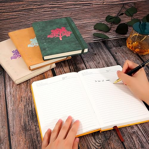 Miniatura 8 de Fanery sue Paquete de 4 cuadernos del árbol de la vida para escribir A5 con rayas universitarias para escritura personal, cuadernos de papel grueso